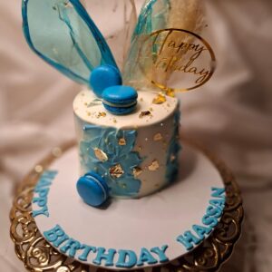 Azure Elegance Birthday Cake