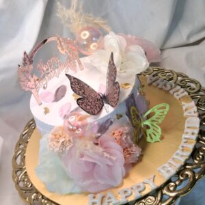 Rose‑Gold Floral Celebration Cake